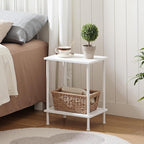 HOOBRO End Tables Set of 2, Small Side Table, Nightstand with 2-Layer Storage Shelves, Sofa Table for Small Spaces, Living Room, Bedroom, Stable Frame, Easy Assembly, White WW09BZP201