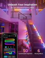 Lepro S1 AI LED Strip Lights for Bedroom - 32.8ft Smart RGB Light Strips with IC and Rainbow Chasing Effects, Color Segment DIY, Personalized Al Lighting Designer, No Remote, 2.4G Wi-Fi & Bluetooth