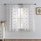 MYSKY HOME White Curtains for Bedroom 63 Inch Length Long Sheer Curtains for Kids Room Nursery Curtains with Taupe Patched Design Rod Pocket Privacy Window Drapes Dining Room 52" x 63" 2 Panels