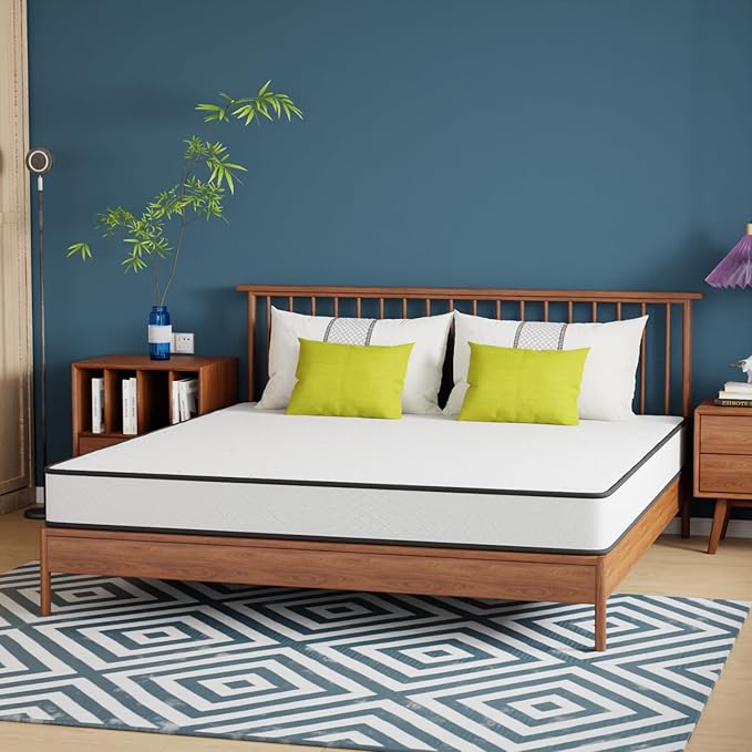 PayLessHere | 8 Inch King Mattress | Medium Firm Hybrid Mattress | White | with High-Density Foam and Breathable Cover | Pocket Spring Design, Pressure Relief | Bed in a Box, CertiPUR-US Certified