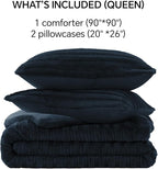 BEDELITE Fleece Queen Comforter Set -Super Soft & Warm Fluffy Navy Faux Fur Bedding, Luxury Fuzzy Heavy Bed Set for Winter with 2 Pillow Cases