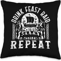 Viking Drink Feast Raid Repeat Vikings Lover Scandinavian Wa Throw Pillow