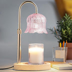 Candle Warmer Lamp with Timer: Flower Shape Wax Lamp Candles No Flame Home Decor Pink Candles Warming Lights