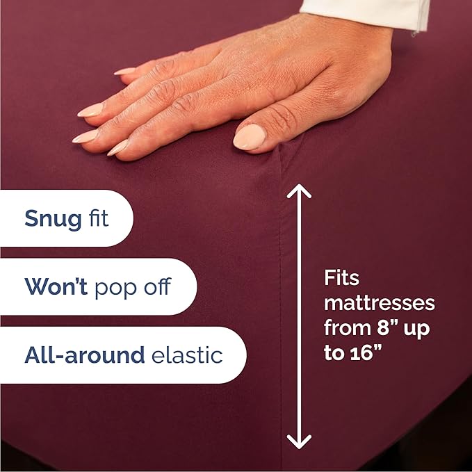 Queen Size 4 Piece Sheet Set - Comfy Breathable & Cooling Bed Sheets Set - Hotel Luxury Bedding for Women, Men, Kids, Teens, Boys & Girls - Deep Pockets, Ultra-Soft, Wrinkle Free - Oeko-Tex - Burgundy