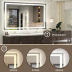 Led Bathroom Mirror 60x36, Large Illuminated Dimmable Vanity Mirror with Lights, Backlit and Front Lighted Makeup Mirror for Wall, Anti-Fog, Shatter-Proof, ETL Listed (Horizontal/Vertical)
