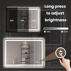 40"X30" LED Bathroom Mirror with Front Lights and Backlit, Anti-Fog, Dimmable, Shatter-Proof Tempered Glass, Lighted Bathroom Vanity Mirror for Wall with 3 Colors, Memory Function