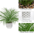 Hollyone Large Artificial Potted Plants Fake Palm Plants 16" Faux Green Plant Plastic Ceramic Tropical Palm Tree in Pots Bohemian for Home Room Office House Indoor Decorative