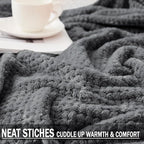 Exclusivo Mezcla Fleece Bed Blanket Twin Size, Super Soft and Warm Blankets for Couch, Sofa and Bed Waffle Textured, Cozy, Fuzzy and Lightweight (Dark Grey, 60x80 inches)