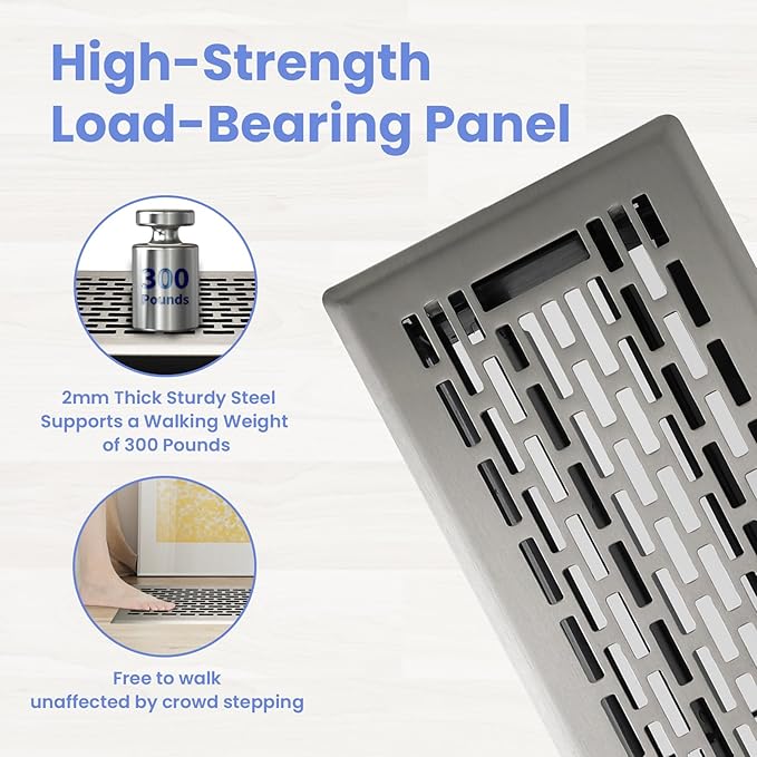 4x14 Inches 2 Pack Heavy Duty Walkable Floor Register - Easy Adjust Air Supply Lever Decorative Floor Vent Covers, Boston Design Vent Covers for Home - Satin Nickel