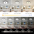 Black Waterproof LED Flush Mount Ceiling Light Fixture,with Bluetooth Speaker,11 Inch,18 watt,Dimmable Music Lamp,RGB Color Changing Light with Remote Control,for Bathroom,Shower,Bedroom