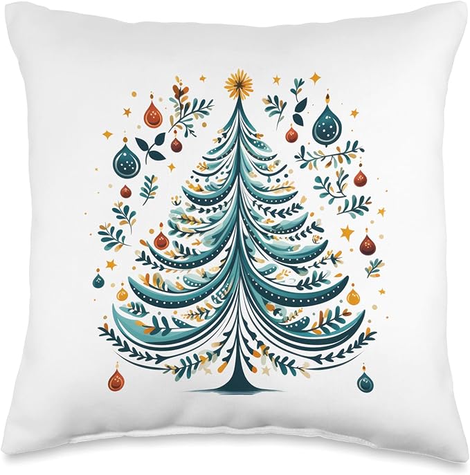 Scandinavian Nordic Winter Boho Christmas Tree Women Throw Pillow