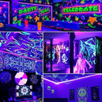 80ft Black Lights Strip with Remote, 1440 LEDs, 12V Flexible Blackights for Glow Party, Adjust Brightness, Delay Off, 3 Light Modes, Indoor Fluorescent Party, Stage Lighting