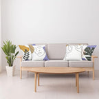 Ambesonne Minimal Throw Pillow Cushion Case Pack of 4, Modern Line Art Woman Portrait with Contemporary Leafy Geometric Details, Modern Accent Double-Sided Digital Printing, 16", Tan Amber Lavender