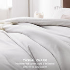 Bedsure King Size Comforter Set - Grayish White King Comforter Set, Soft Bedding for All Seasons, Cationic Dyed Bedding Set, 3 Pieces, 1 Comforter (104"x90") and 2 Pillow Shams (20"x36"+2")