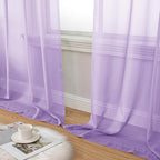 Aiyufeng Light Purple Sheer Curtain Panels Pair Sold 54 Inch Length, Light Filtering Window Curtain Drapes Treatment for Kitchen, Bedroom/Children Room, Voile Top Dual Rod Pocket, 2 Pack of 42 x 54"