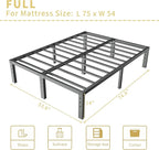 ALDRICH 14 Inch Metal Full Size Bed Frame - Double Black Basic Steel Slats Platform, Easy Assembly Heavy Duty Noise Free Bedframes, No Box Spring Needed