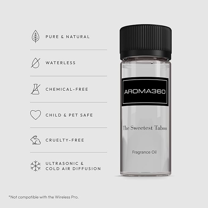 Aroma360 - The Sweetest Taboo Fragrance Oil Scent - Luxury Aromatherapy Scent Diffuser Oil - Hints of Lemon Crème, Pomegranates, & Raspberries - for Essential Oil Diffusers - for Home & Office - 50mL