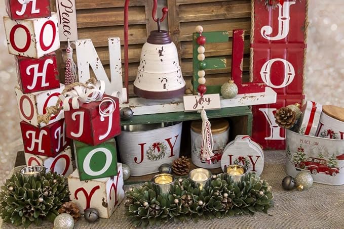 Boston International Christmas Metal Hanging Blocks Sign, 23.5-Inches, Ho Ho Ho