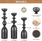 HOWSILAY Wood Candle Holders for Table Centerpiece Black Candlestick Holders - Rustic Candle Stick Candle Holder fits 3/4" or 7/8" Taper Candle and Dia 1.5" Led Tea Lights Candles or Pillar Candles