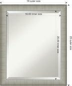 Amanti Art Silver Bathroom Mirror for Over Sink, 23x19 Elegant Brushed Pewter Narrow Rectangle Vanity Mirror, Small Casual Frame, Hangs Horizonally and Vertically, Bathroom Wall Decor, Beveled Edge