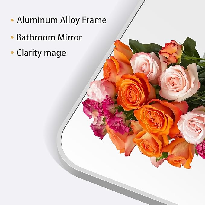 30" x 30"Bathroom Mirror, Silver Wall Mirror with Metal Frame, Decorative Rectangular Vanity Mirror for Bedroom Bathroom Living Room Entryway (Horizontal/Vertical)