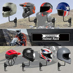 SANGMO 6 Pack 180° Motorcycle Helmet Holder Wall Mount, Rotation Metal Helmet Rack, Helmet Holder Bike with 2 Hooks Helmet Hanger for Motorcycle Bike Coats, Caps, Baseballs, Rugby Helmet (Black)