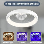 20'' Ceiling Fan with Light, Upgraded Low Profile Fan, Flush Mount Ceiling Fan, 6 Speeds, Dimmable LED, App & Remote Control, Quiet DC Motor, for Bedroom, Living Room, F109 White