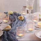 8Pcs Ribbed Votive Candle Holders, Tea Light Candle Holder Glass, Clear Candle Holders for Wedding Table Decor, Home and Holiday Decor