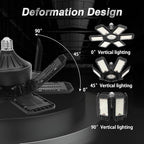 4 Pack LED Garage Light, 200W 20000LM 6500K LED Shop Lights, Garage Lights Ceiling Led with 6+1 Deformable Panels, Screw in E26/E27 Socket Bulb for Warehouse, Workshop, Basement, Barn Lighting