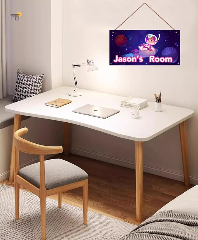 Personalized Universe Sign Astronaut Themed For Kids Room Door Art Décor for Little Man Cave,Custom Name Rocket Wall Decor Decorative Plate for Boys Room Girls Bedroom