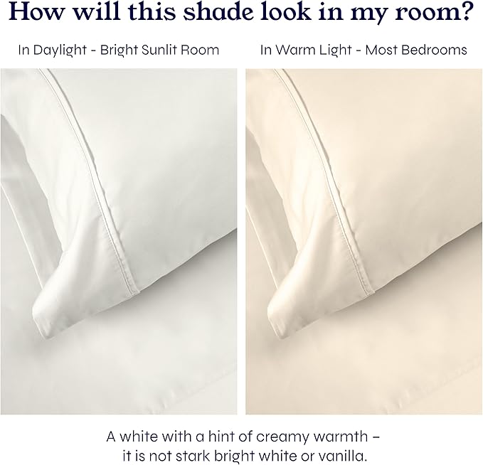 California Design Den Split King Sheets Sets for Adjustable Bed - Soft 400 Thread Count Sateen, Natural 100% Cotton Sheets, Deep Pockets, Breathable, Cooling & Durable Bedding Set - Ivory (Pale Tone)