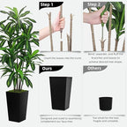 Artificial Dracaena Tree 6FT - Faux Tree with Gray Tall Planter - Fake Tropical Yucca Floor Plant in Pot - Artificial Silk Tree for Home Office Living Room Decor Indoor