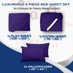 DREAMCARE King Size Sheets Set – 4 pcs Cooling Sheets – up to 21” Deep Pocket King Sheet Set – Hotel Luxury Sheets & Pillowcases – Superior Softness 100% Fine Microfiber with Side Pocket – Purple