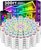 300Ft Outdoor LED Strip Lights Waterproof,Music Sync RGB IP68 Outside Led Light Strips Waterproofs with App and Remote,Exterior Led Rope Lights Waterproof for Deck,Balcony,Roof,Garden,Pool