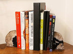 AMOYSTONE Agate Bookends Black Geode Book Ends Heavy Duty Bookend Holder Decorative with Rubber Bumpers Small(1 Pair, 2-3 LBS)