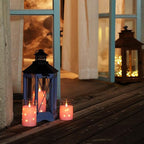Homemory Flickering Flameless Candles with String Lights, Battery Operated Candles, Embedded String Lights LED Candles, Unbreakable Plexiglass Candle with Remote, Set of 3, Pink