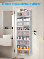 Over the Door Organizer - 10 Compartments, 80 lbs Load Behind Door Storage, Extra Large Hanging Storage Organization, Door Hanging Organizer for Bedroom, Bathroom, Nursery, Shoes, Diaper, Grey