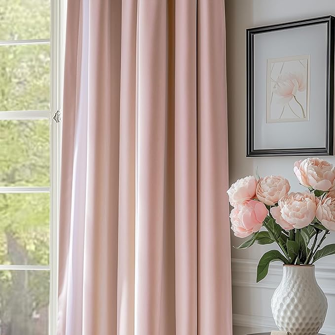 Lazzzy Velvet Blackout Curtains Thermal Insulated Room Window Drapes Super Soft Luxury Curtains for Living Room Bedroom Rod Pocket 2 Panels, Dusty Pink, 52" W x 90" L