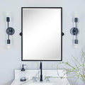 TEHOME Pivot Mirror Matte Black Bathroom Mirror Squared Edge Rectangle Tilting Beveled Vanity Mirrors for Wall, Overall 33.9 x 40 inches (Mirrror 30 x 40 inches)