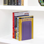 Acrimet Metal Bookends, Non-Skid Book Stand for Shelves, Heavy Duty Book Stopper, 6-7/8" H x 4" W x 4-1/2“ D, Purple, 1 Pair