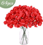 Auihiay 64pcs Hydrangea Artificial Flowers, Red Fake Hydrangea Flowers with Stems, Artificial Hydrangea Flowers for Wedding Centerpieces, Home Garden Party Decoration (Red)