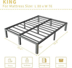 ALDRICH 12 Inch Metal King Size Bed Frame - Double Black Basic Steel Slats Platform, Easy Assembly Heavy Duty Noise Free Bedframes, No Box Spring Needed