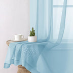Aiyufeng 2 Pack: Basic Sky Blue Sheer Curtain Drapes 84 Inch Length 2 Panels for Living Room, Light Filtering Voile Drapes for Bedroom, Patio, Sliding Door, Each 40" W x 84" L