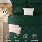 CozyLux California King Comforter Set Emerald Green - Cal King Bed in a Bag 7 Pieces, Luxury Soft Bed Set for All Seasons, Bedding Set with Down Alternative Comforter, Sheets, Pillowcases & Shams