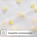 MYSKY HOME Pom Pom White Sheer Curtains for Girls Bedroom Mustard Yellow Curtains for Nursery 84 Inch Long Living Room Curtains 2 Panels Light Filtering Rod Pocket Window Drapes 52 x 84 inch