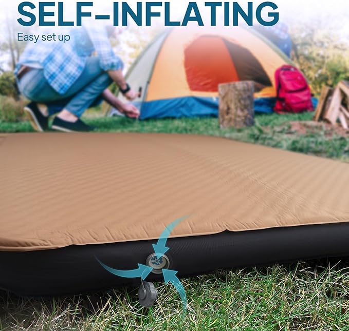 LOSTHORIZON Air & Foam Camping Mattress, Self-Inflating Sleeping Pad, 4.5" Thick, with Air Pump, Single
