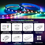 SEZO WS2812B LED Strip Light 3.3FT 60Pixel/M 60LEDs DC5V Individual Addressable LED Strip SMD5050 RGB Dream Color Programmable LED Light Strip Flexible IP30 Non-Waterproof White PCB