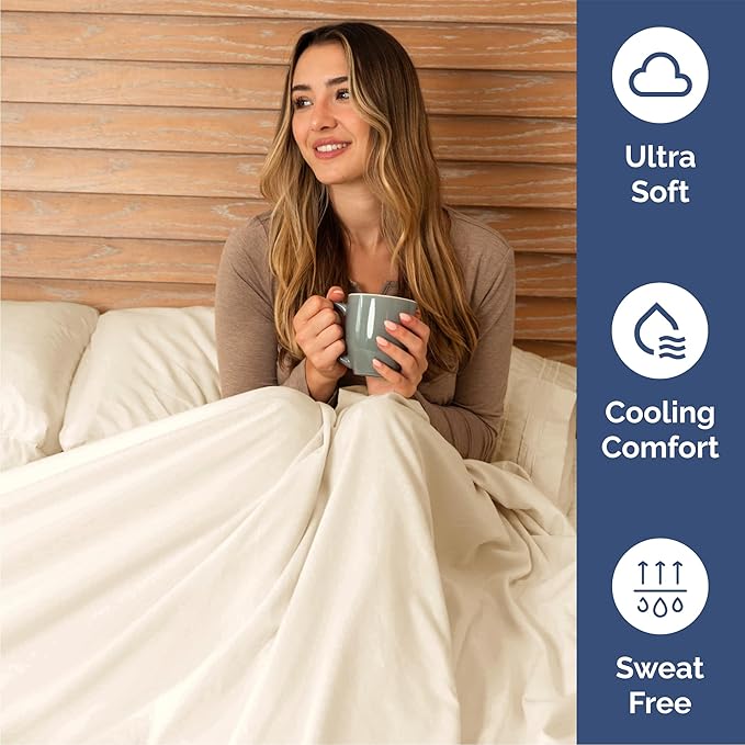 Queen Size 4 Piece Sheet Set - Comfy Breathable & Cooling Bed Sheets Set - Hotel Luxury Bedding for Women, Men, Kids, Teens, Boys & Girls - Deep Pockets, Soft and Wrinkle Free - Oeko-Tex - Off White
