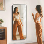 60" x 24"Bathroom Mirror, Matte Black Wall Mirror with Metal Frame, Decorative Rectangular Vanity Mirror for Bedroom Bathroom Living Room Entryway (Horizontal/Vertical)