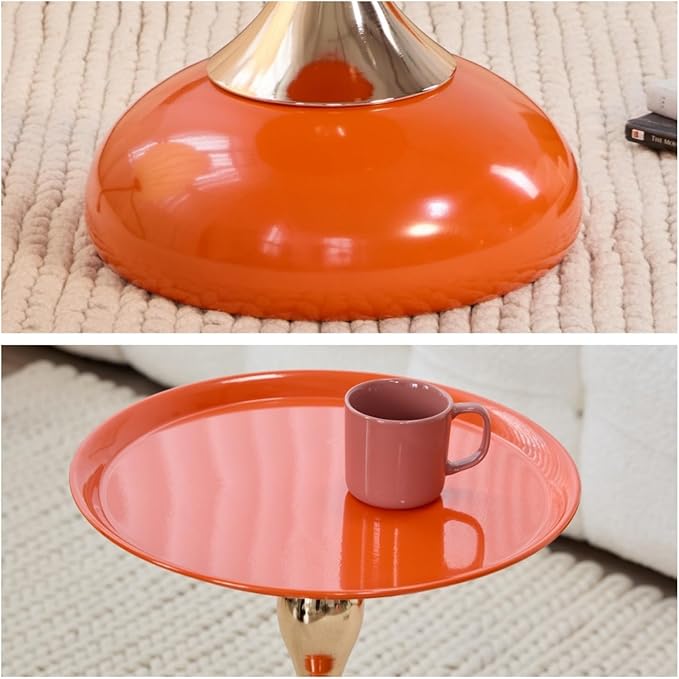 Sleek Hourglass Side Table - Stylish Modern Design Perfect for Living Rooms, Cafes, Dining Areas, Bedrooms, and Outdoors - Chic Decorative Accent (2, Hermes Orange)
